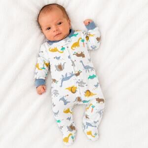 Carters Preemie Dinosaur 2 Way Zip Cotton Sleep Play NWT Cozy Modern Prep Dino